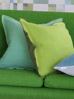 Brera Lino Verdigris & Apple Decorative Pillow