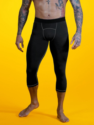 Basic Black 3/4 Tights For Men