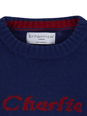 Camden Personalised Cashmere Baby Sweater - Navy Blue