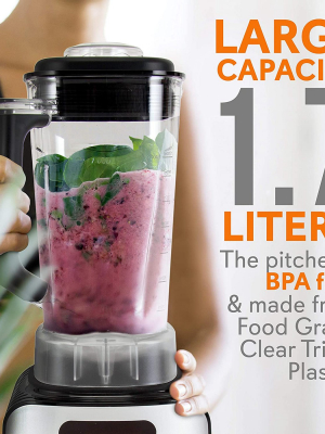 Nutrichef Ncbl1700 Professional Home Kitchen 5 Speed Digital Countertop Blender W/ 1.70 Liter Container, Pulse Blend And Timer For Smoothies And Soup