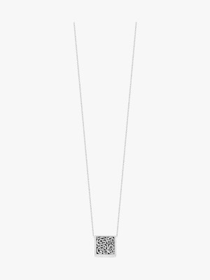 Signature Scroll Square Pendant Necklace