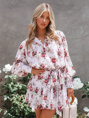 Of The Essence Floral Chiffon Button Down Dress - Final Sale