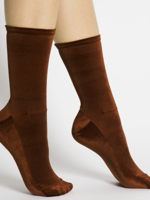 Darner X Spinelli Kilcollin Cognac Brown Velvet Socks