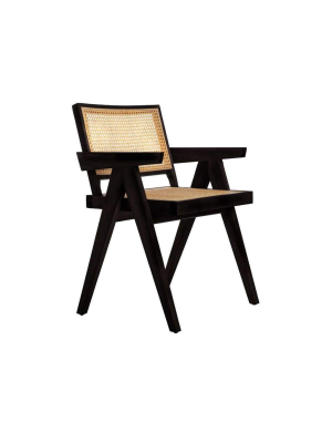 Hand Cane Jeanneret Armchair - Black