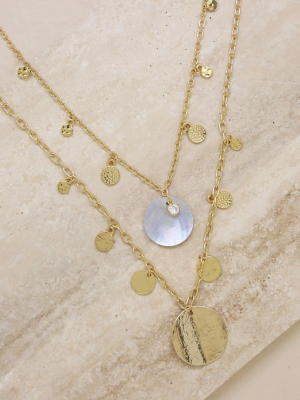 Pacific Princess Layered Shell Disc Necklace Set