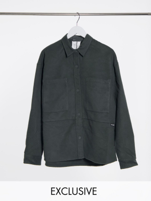 Collusion Felt Utility Shirt In Gray Co-ord