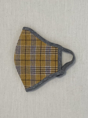 The Reversible Face Mask. -- Marigold Plaid With Chambray Reverse