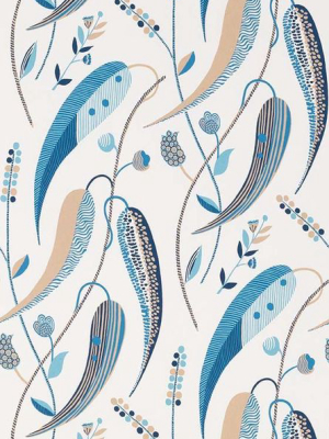 Colbert Wallpaper In Blue And Beige From The Les Indiennes Collection By Nina Campbell