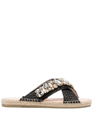 Manebí Crystal-embellished Woven Detailed Espadrilles