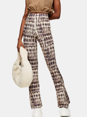 Camel Tie Dye Mesh Flared Pants