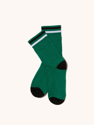 The Kennedy Lux Athletic Sock- Green/black/white