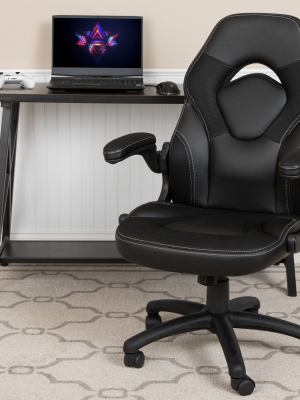 Flash Furniture X10 Gaming Chair Racing Office Ergonomic Computer Pc Adjustable Swivel Chair With Flip-up Arms