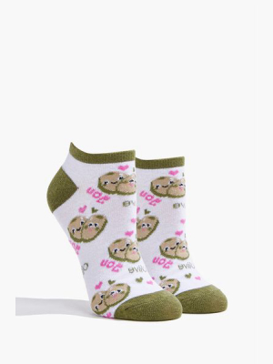 Olive Print Ankle Socks