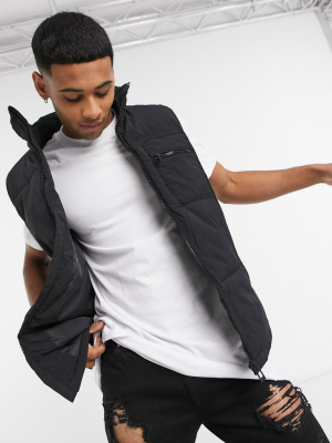 Topman Recycled Puffer Vest In Black