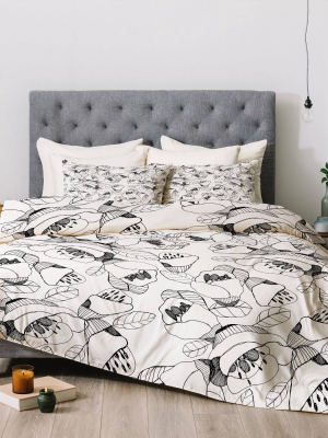 Cayenablanca Lines Comforter Set White/black - Deny Designs