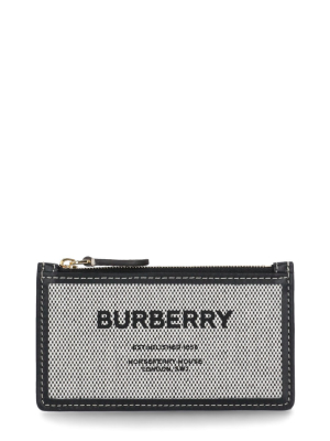 Burberry Logo Printed Zipped Card Holder