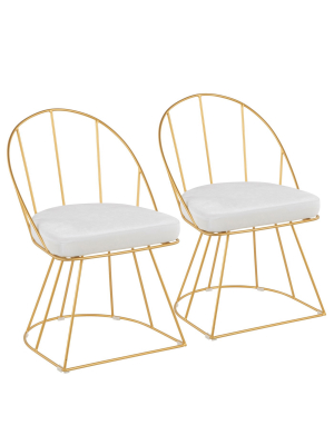 Set Of 2 Canary Contemporary Dining Chairs White Velvet - Lumisource