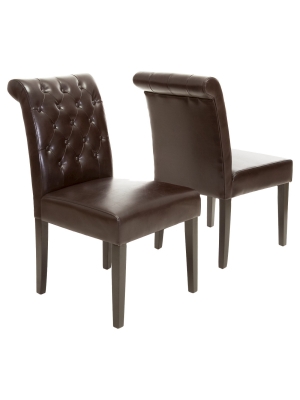 Set Of 2 Palermo Tufted Dining Chair Brown - Christopher Knight Home