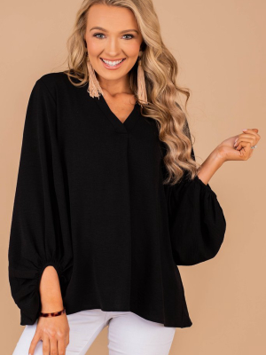 Thanks To You Black Bubble Sleeve Blouse