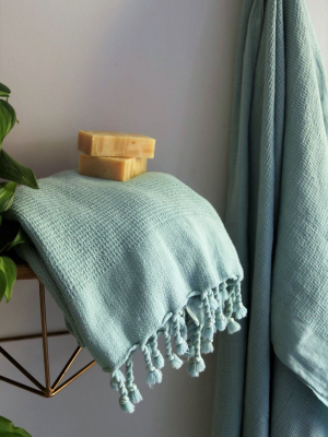 Waffle Weave Turkish Towel - Powder Blue