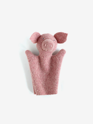 Handmade Upcycled Wool Piggy Puppet