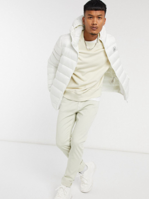 Siksilk Puffer Jacket With Hood In White
