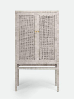 Isla Standing Cabinet French Gray Peeled Rattan