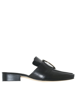 Petrol Leather Flats (petrol-leather-black)