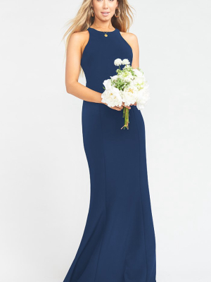 Chicago High Neck Gown ~ Rich Navy Stretch Crepe