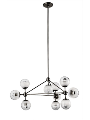 Modern Moda  Chandelier 10 Globe - Clear Glass