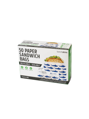 Lunchskins Recyclable & Sealable Paper Sandwich Bags - Shark - 50ct