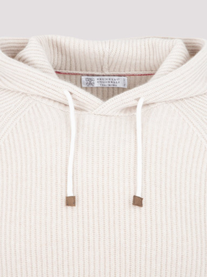 Brunello Cucinelli Ribbed Knitted Hoodie