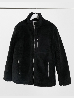 Topman Teddy Jacket In Black