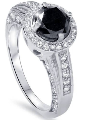 Pompeii3 1 1/4ct Black & White Diamond White Gold Engagement Ring