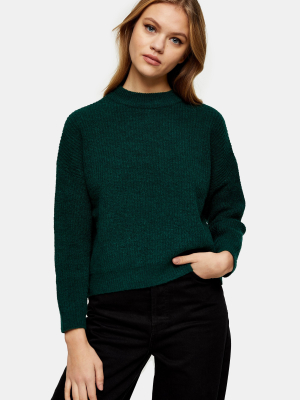 Cropped Funnel Neck Knitted Sweater