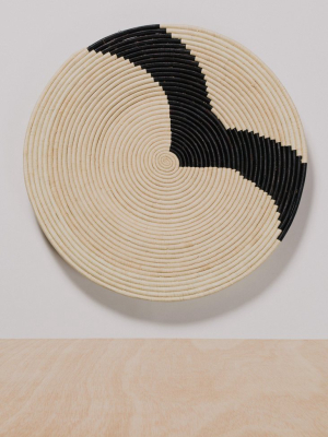 Striped Black + Natural Raffia Plate Ii