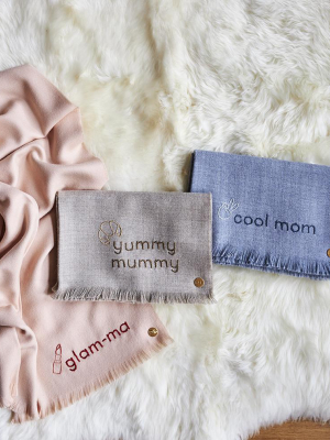 "cool Mom" Embroidered Baby Alpaca Throw - Blanket