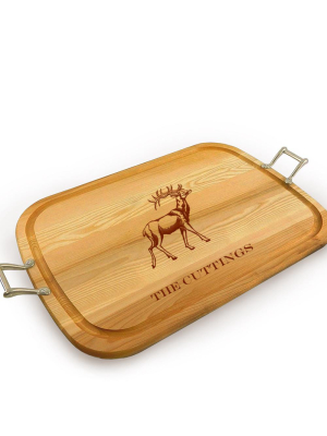 Stag Wooden Artisan Tray With Handles