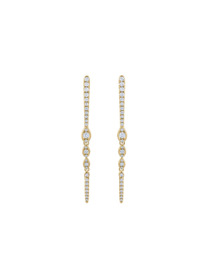 Vine Diamond Drop Earrings - Yellow Gold