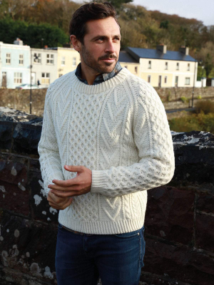 Men's Handknit Merino Wool Sweater In White