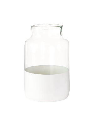 Large White Colorblock Vase