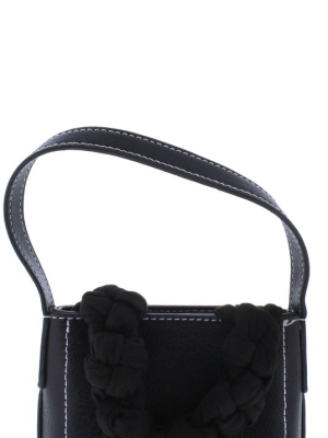 Perry054 Black Knotted Front Strap Mini Square Handbag