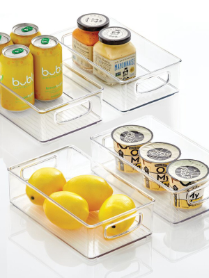 Mdesign Plastic Kitchen Food Storage Organizer Bin - 4 Pack, Clear