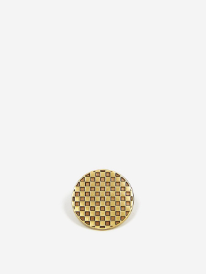 Good Worth Checkered Pin - Gold