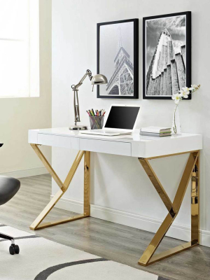 Adelaide Desk White/gold