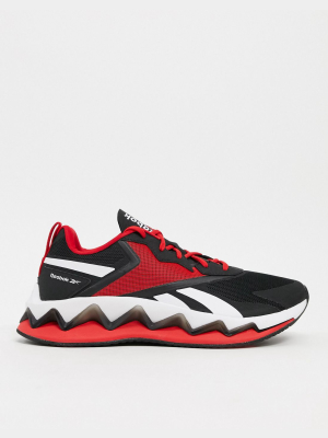 Reebok Running Zig Elusion Energy Sneakers In Black And Red