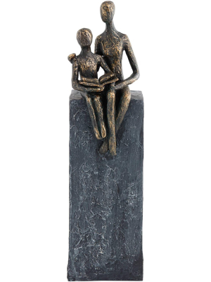 Studio 55d Abstract Mother And Son 13 1/2" High Antique Brass Sculpture