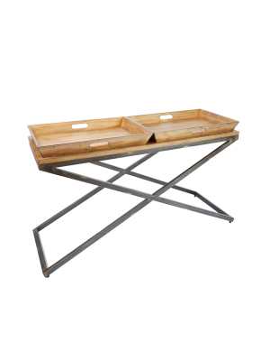 Calhoun Industrial Collection Console Table - Pine Wood Finish - Silverwood
