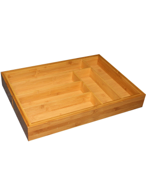 Home Basics Bamboo Expandable Cutlery Tray