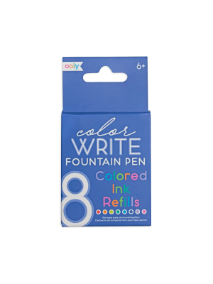Color Write Fountain Pens Colored Ink Refills - Set Of 8